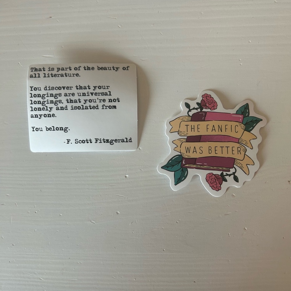 Free with any purchase! Literary Quote and Fanfic Stickers